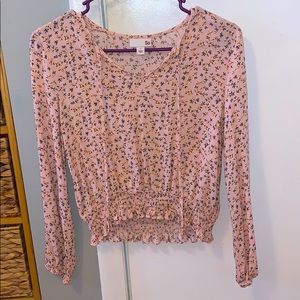A pink floral loose top